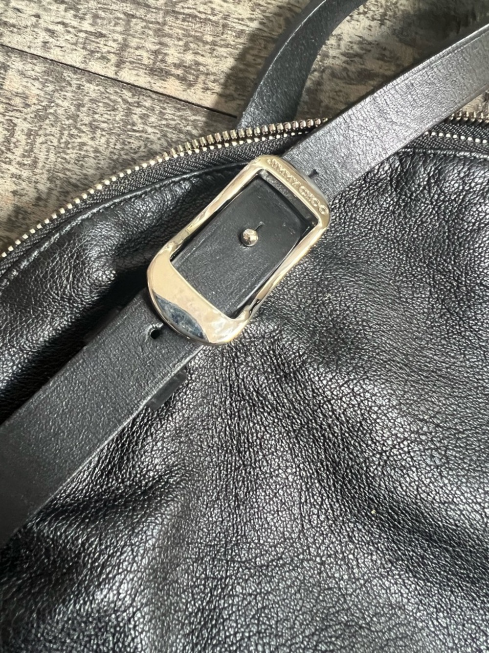 Jimmy Choo Black Quilted Shoulder Bag EUC 11x16x6 silver accent chains charms - Picture 12 of 15